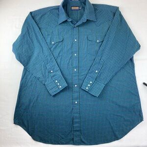 Panhandle Slim Teal Checkered Pearl Snap Western Shirt XXL